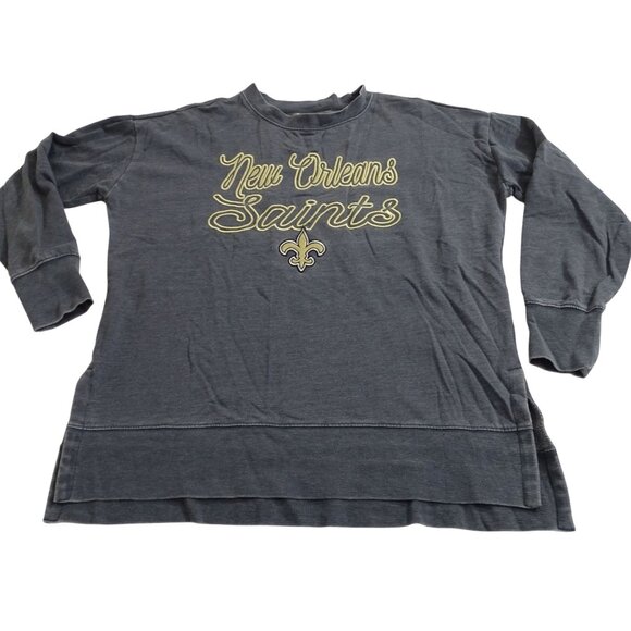 NFL New Orleans Saints Washed Gray Embroidered Sweatshirt Women Size L Broke-In - Picture 1 of 12